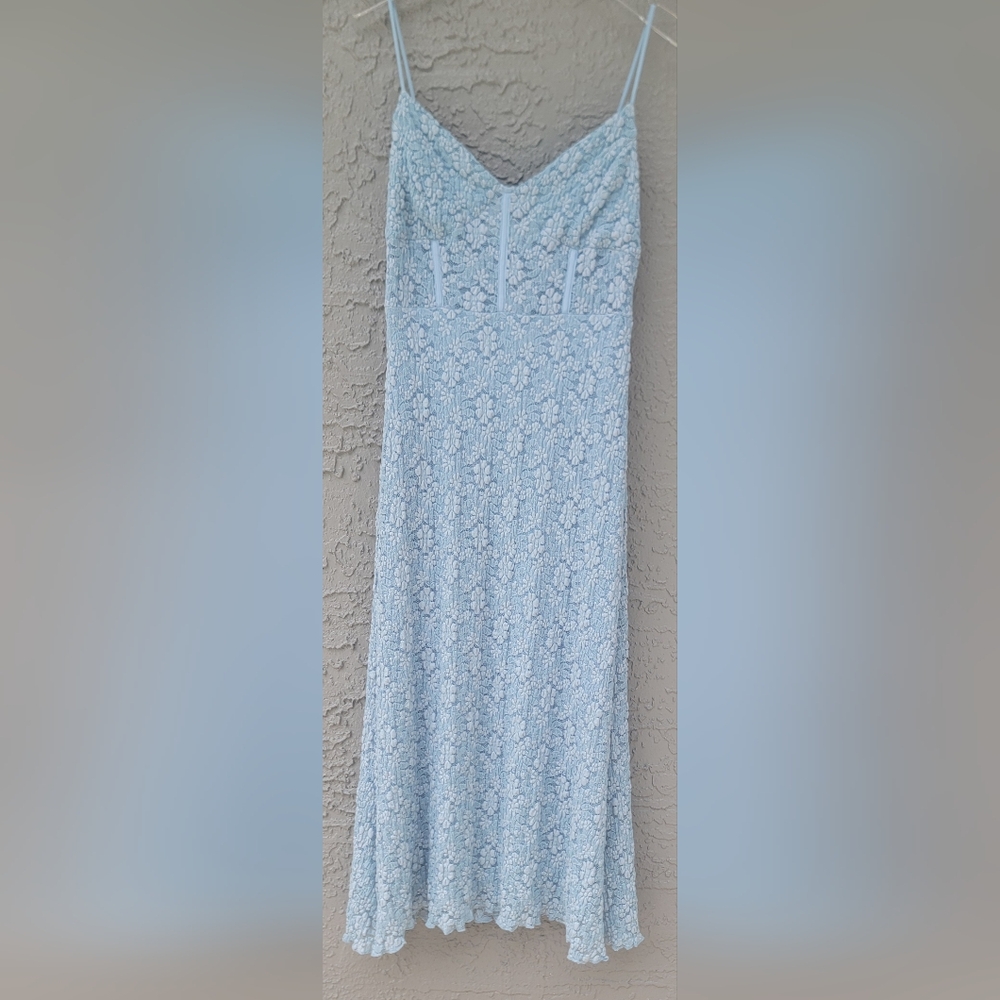 ASTR The Label floral lace knit dusty blue mid feminine chic dress size medium - Picture 9 of 13